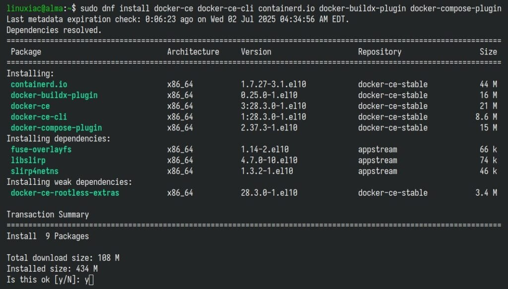 Install Docker on AlmaLinux 10.