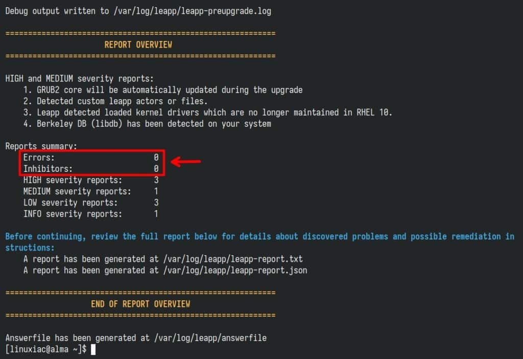 Pre-upgrade check succeeded.