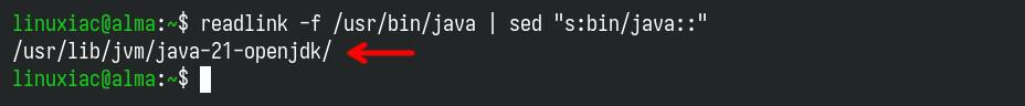 Finding the path for the "JAVA_HOME" variable.