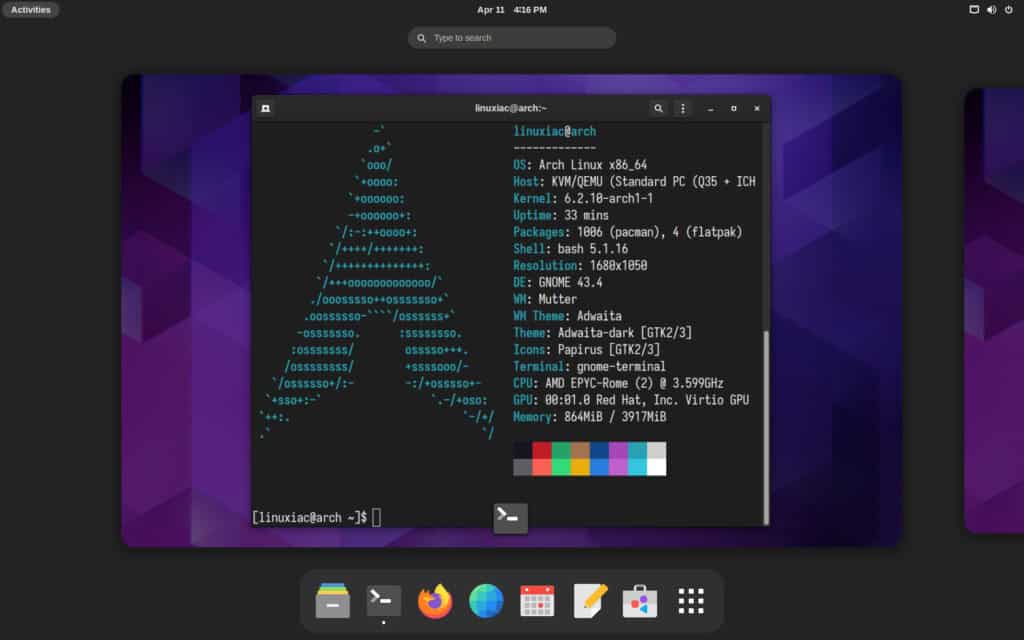 Arch Linux - A rolling release Linux distribution.