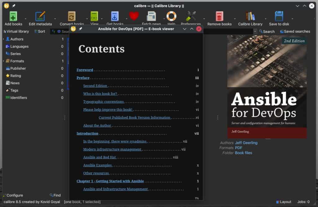 Calibre 8.5 E-book manager