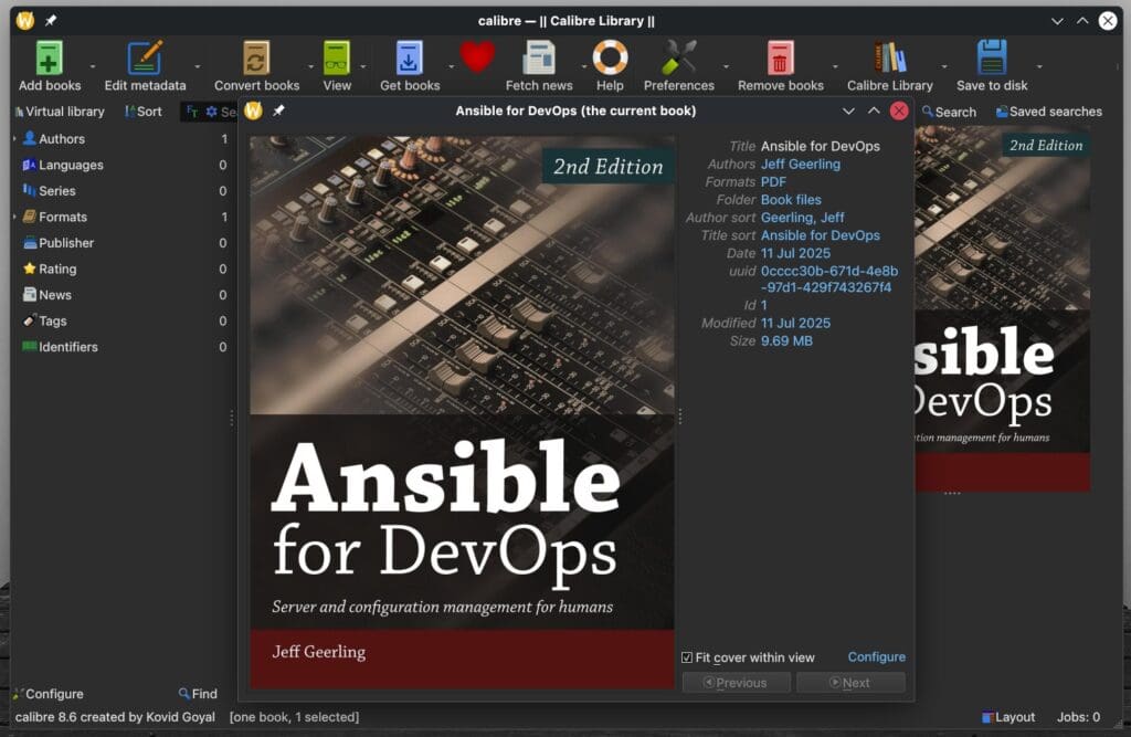 Calibre 8.6 E-book manager