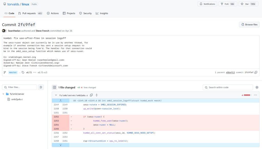 A remote 0-day in the Linux kernel's SMB code is already patched.