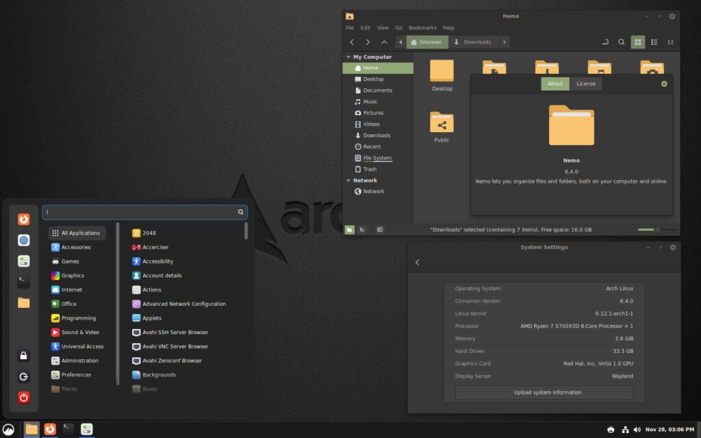 Cinnamon 6.4 Desktop Environment