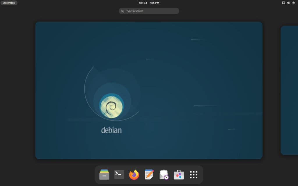 Debian 12 (Bookworm) with GNOME desktop environment.