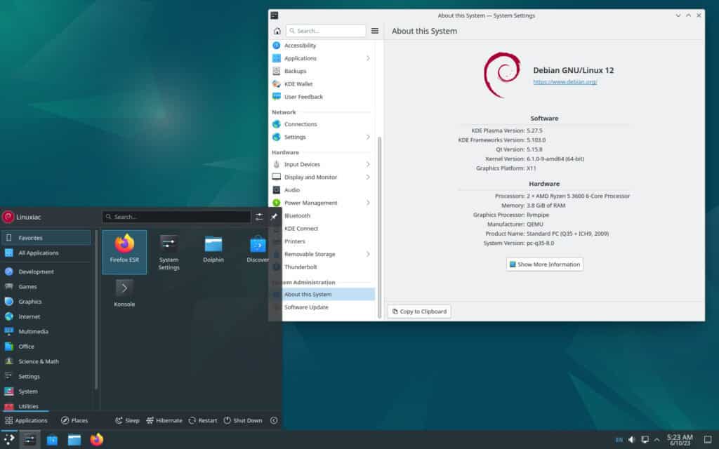 Debian 12 "Bookworm" with KDE Plasma 5.27