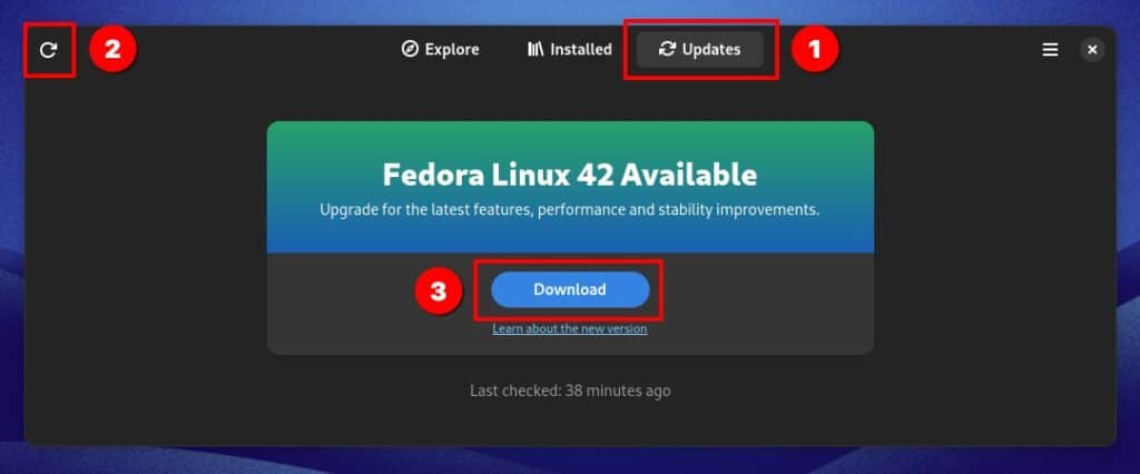 Start downloading the updates.