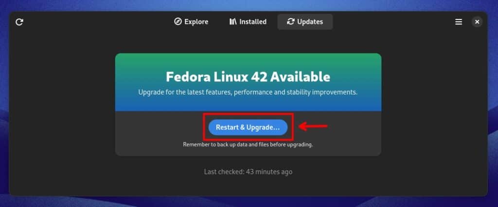Reboot to perform the upgrade to Fedora 42.