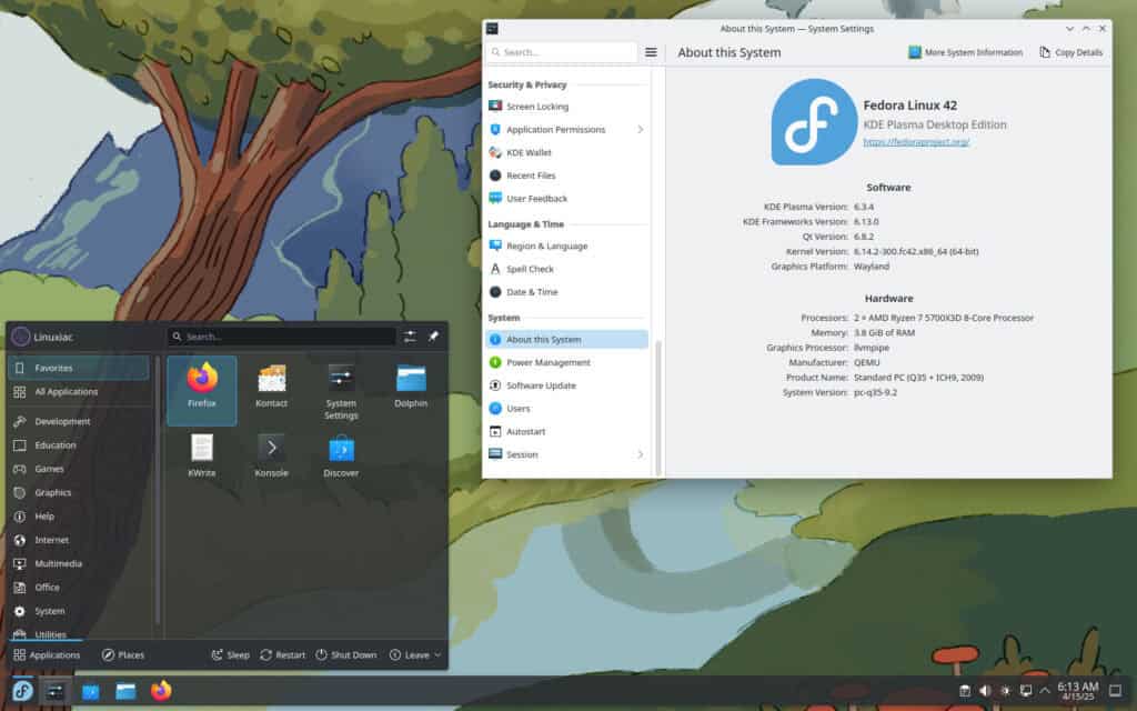 Fedora 42 Workstation KDE