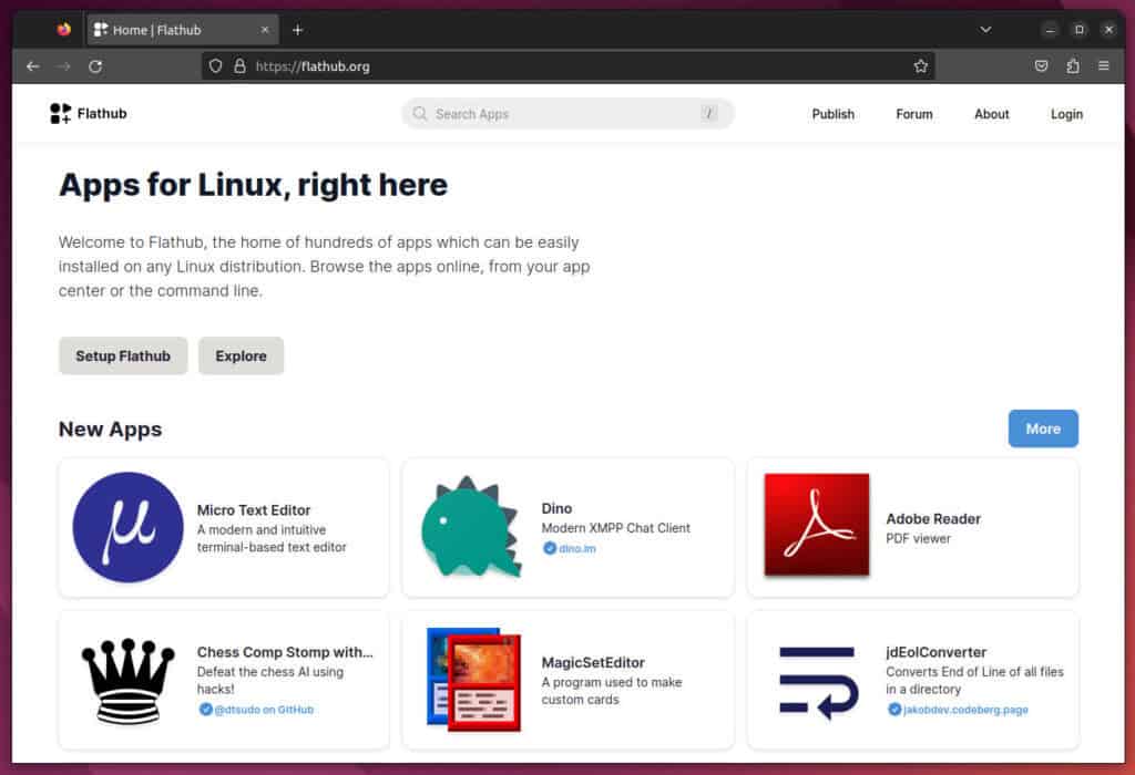 Flathub website.