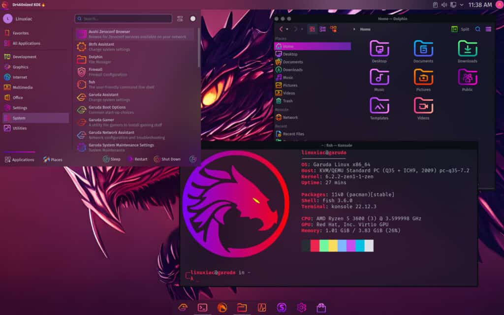Garuda Linux "Raptor" KDE dr460nized Edition.