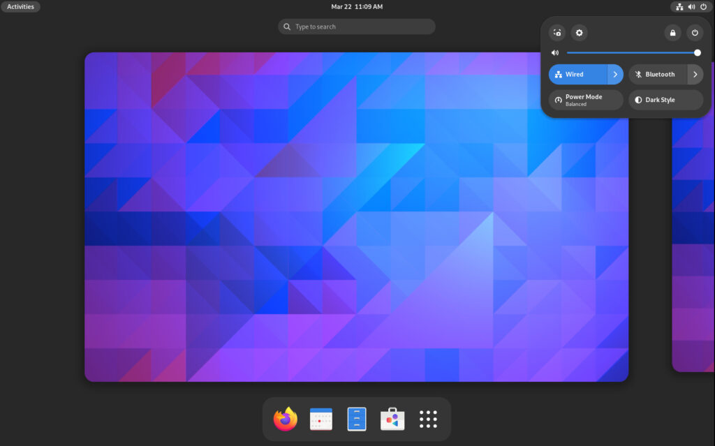 GNOME 44 desktop environment.