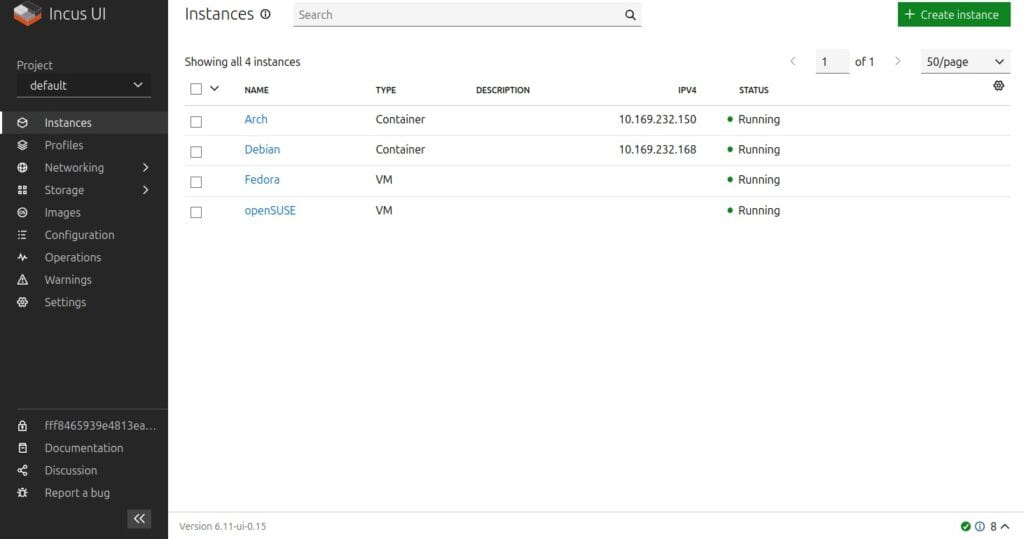 Incus 6.10 Web Management UI