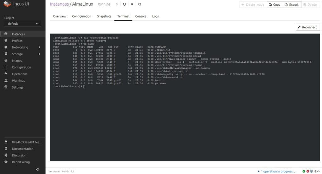 Incus 6.14 Web Management UI
