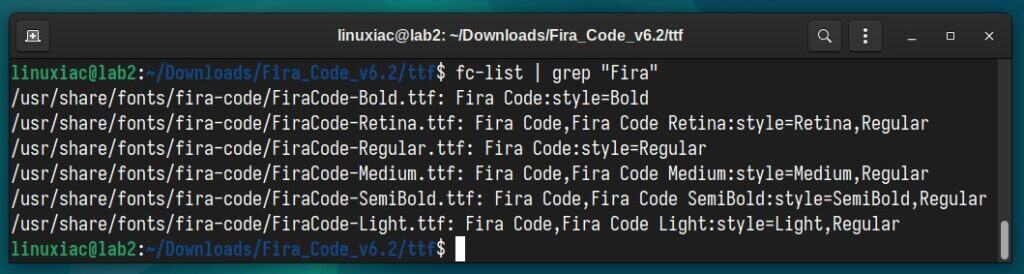 Verifying font installation.