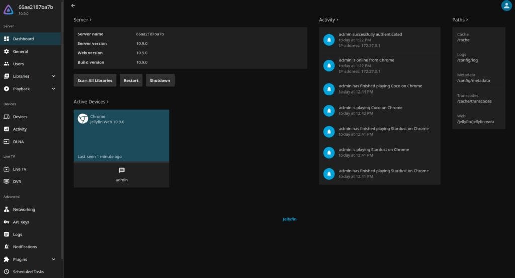Jellyfin 10.9 Admin UI