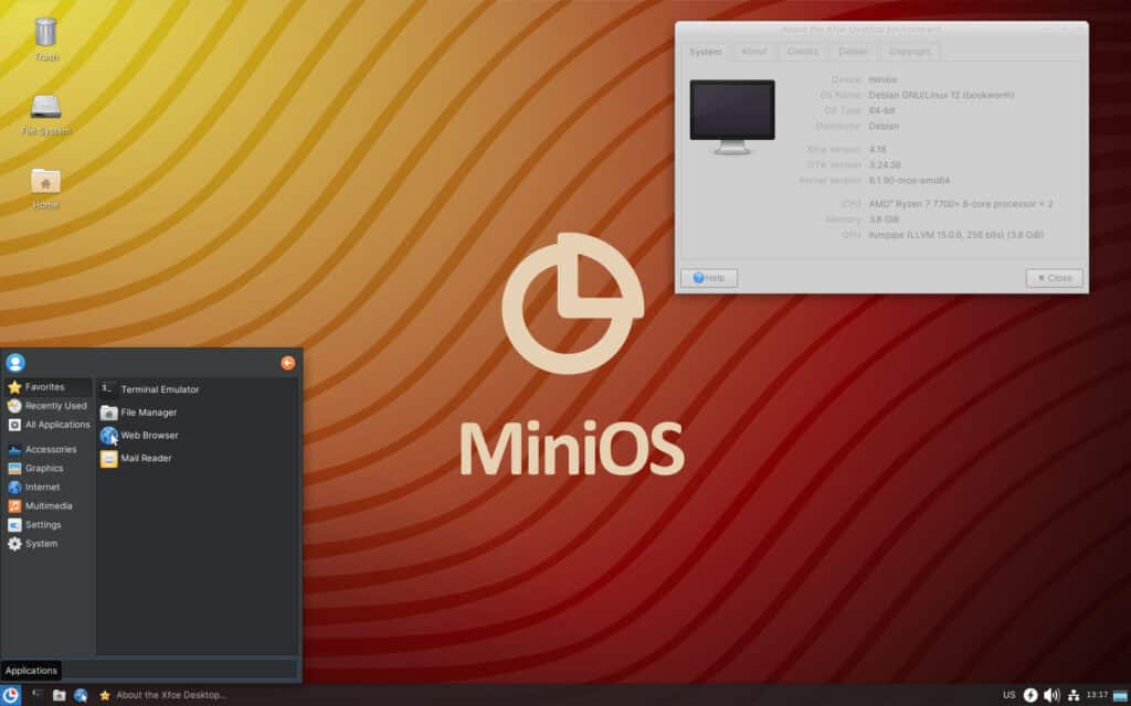 MiniOS 3.3.4 Xfce Desktop
