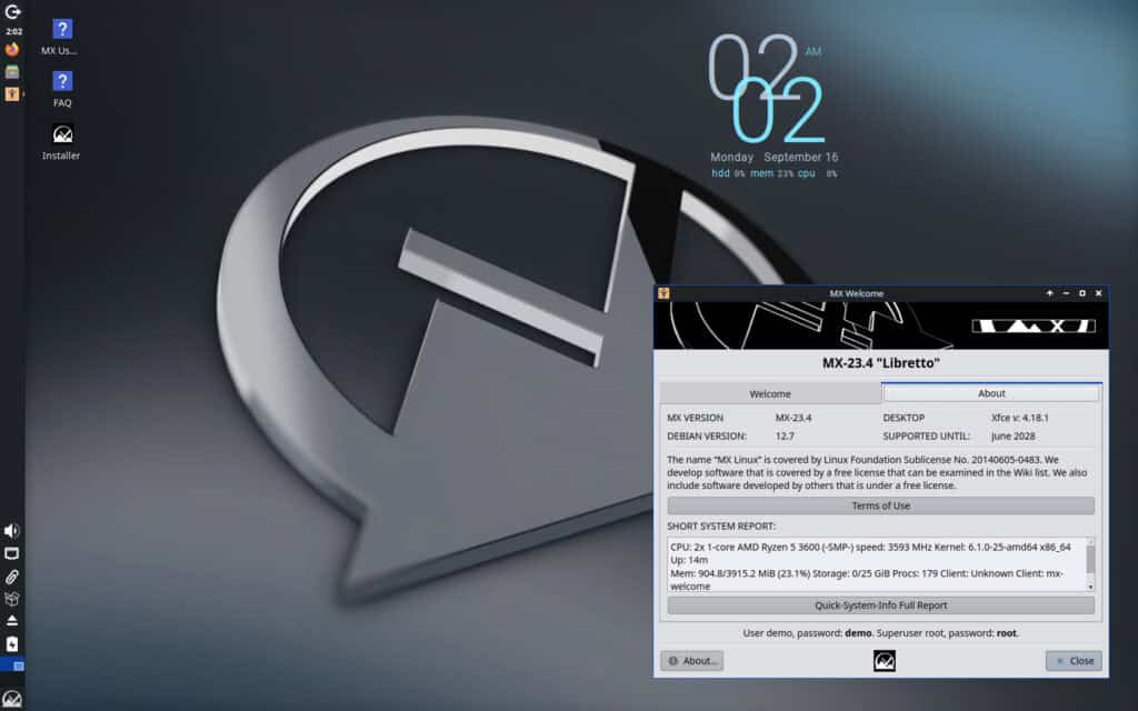 MX Linux 23.4 Xfce Desktop