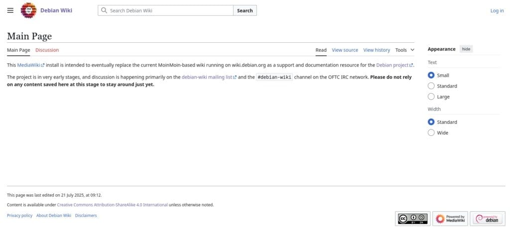 The new, still-in-progress Debian Wiki.