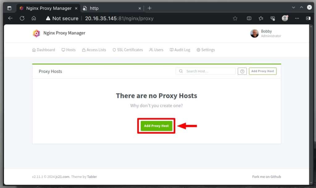 Adding a host.