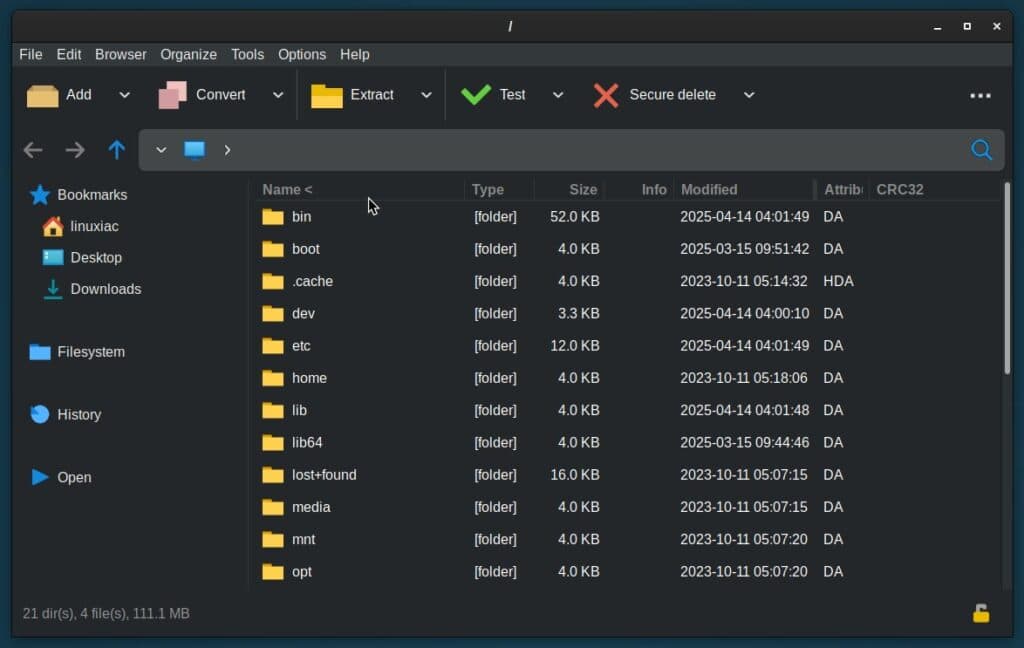 PeaZip 10.4 open-source file archiver.