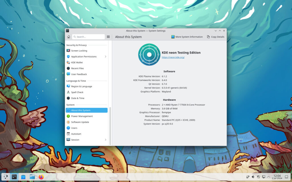 KDE Plasma 6.1.2 Desktop Environment