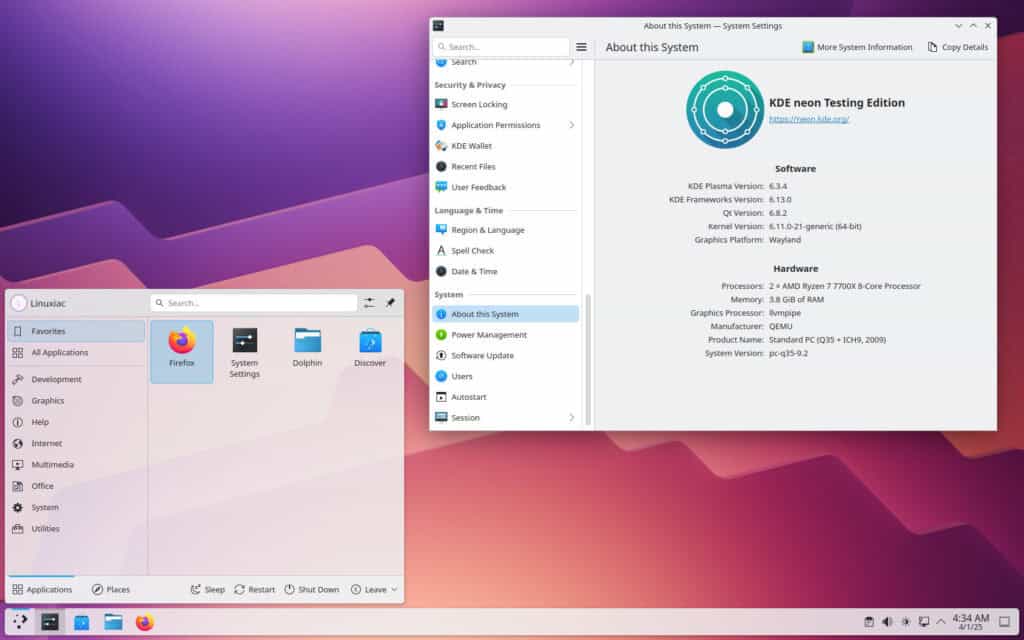 KDE Plasma 6.3.4 Desktop Environment