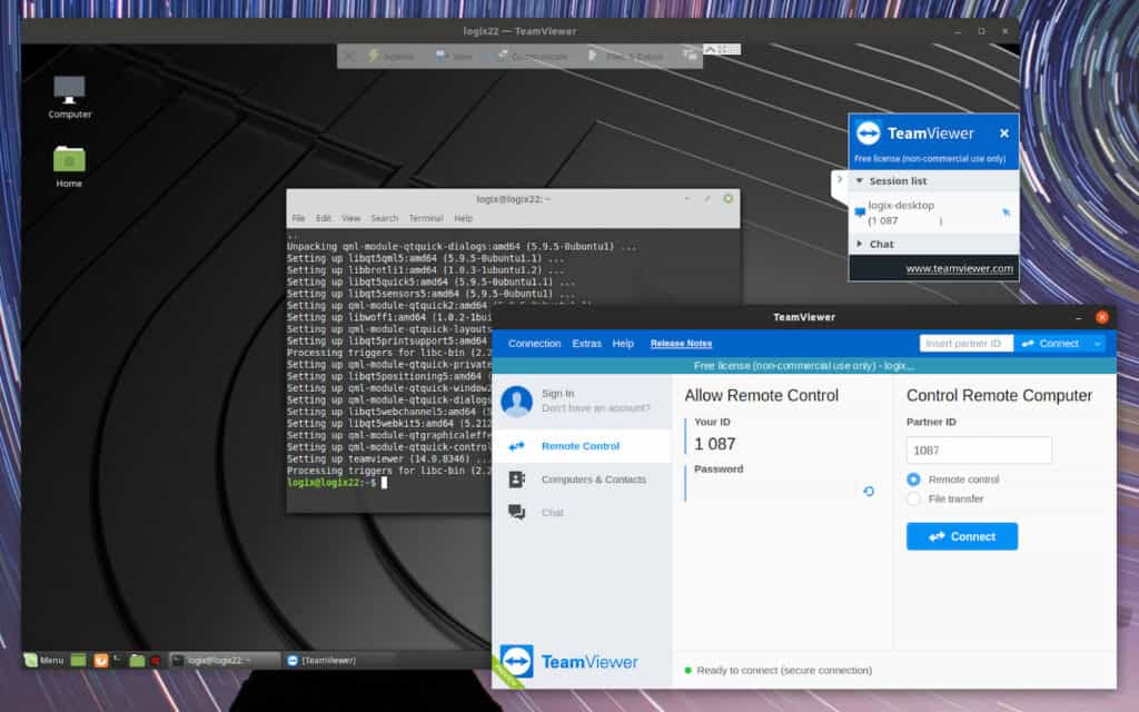 TeamViewer remote desktop in action