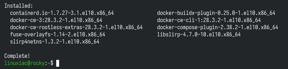 Install Docker on Rocky Linux 10.