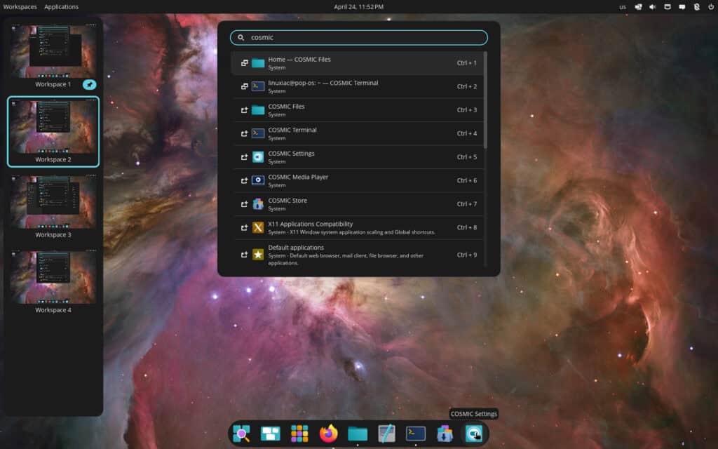 COSMIC Alpha 7 Desktop Environment