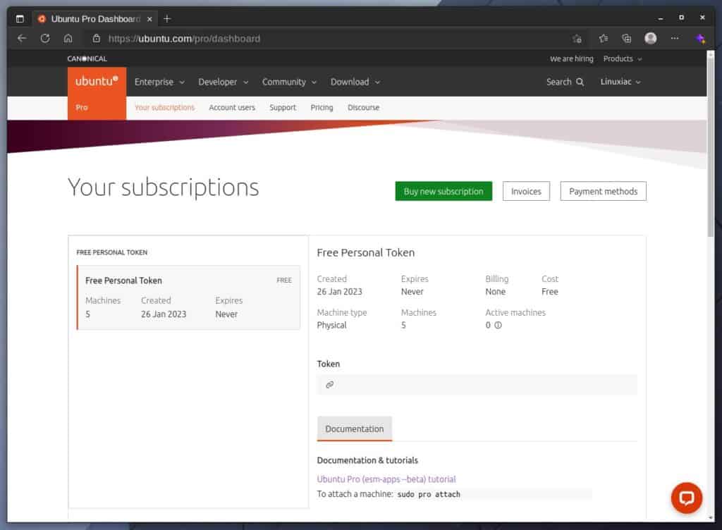 Ubuntu Pro Dashboard