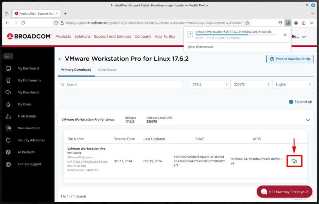 Download VMware Workstation Pro for Linux.