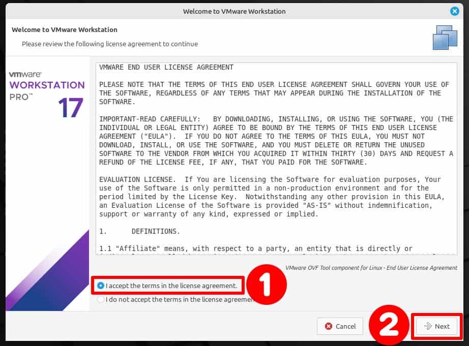 Accept End User License Agreement.