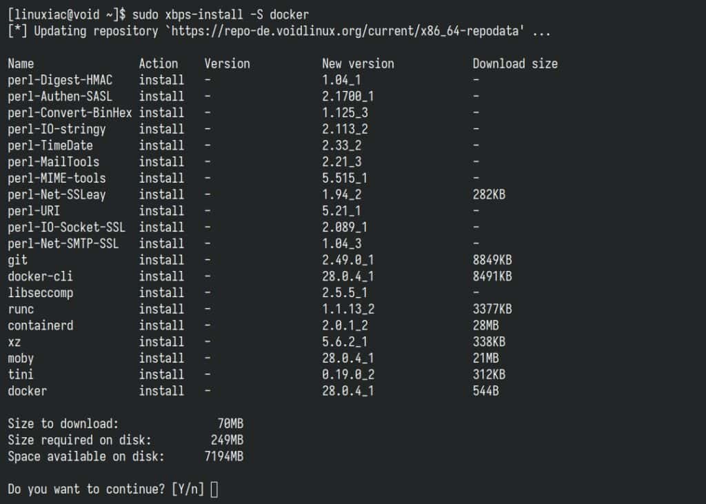 Install Docker on Void Linux