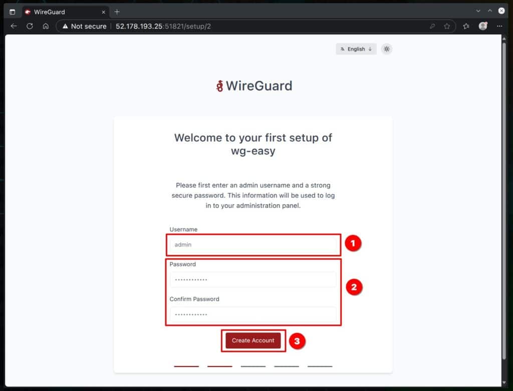 Create an admin account.