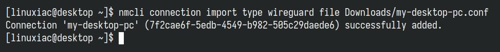 Importing Network Manager WireGuard profile.