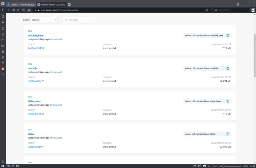 ClamAV Docker Hub Images
