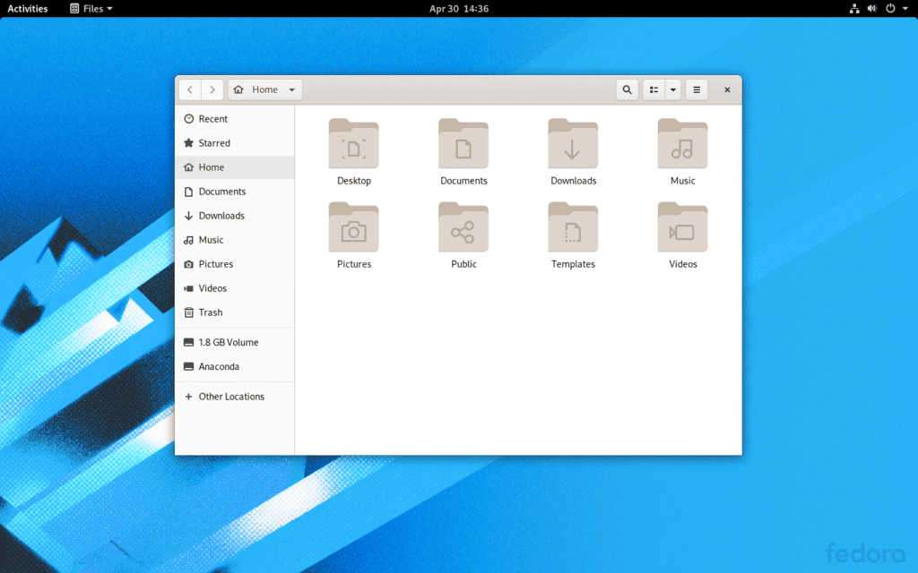 Fedora 32 default desktop