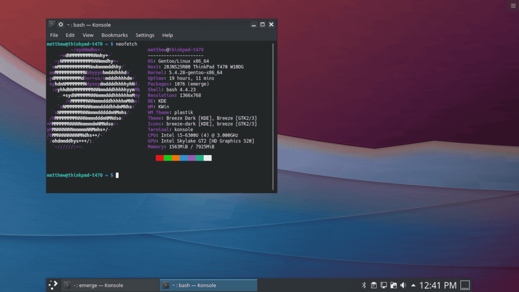Gentoo Linux with KDE Desktop Environment