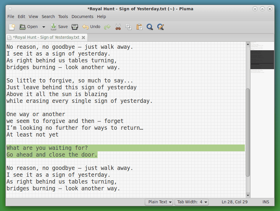 MATE 1.26 Pluma Text Editor