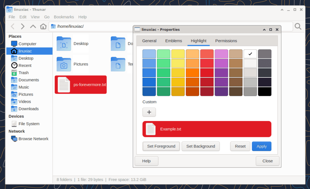 File highlighting