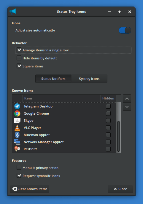 Xfce 4.16 Status Tray