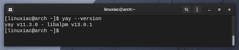 Checking  yay AUR helper version